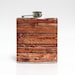 Distressed Brown Old Barn Wood Whiskey Flask Groomsmen Birthday Gift Not Real Wood Stainless Steel 6 oz Liquor Hip Flask LC-1106
