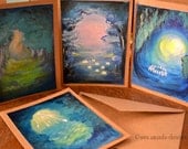 Original Forest Art Blank Cards Set of Four- Acrylic Painting by Amanda Christine