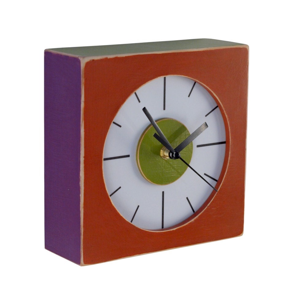 wall hanging clock  orange Kwadrocolor - Free shipping