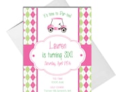 Pink Golf  Party Custom Invitations -- Set of 10 -- Printable File available