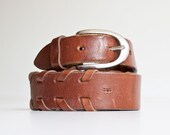 Vintage Brown Leather Woven Belt