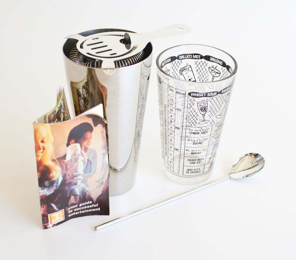 Vintage Mid Century Cocktail Mixing Barware Set