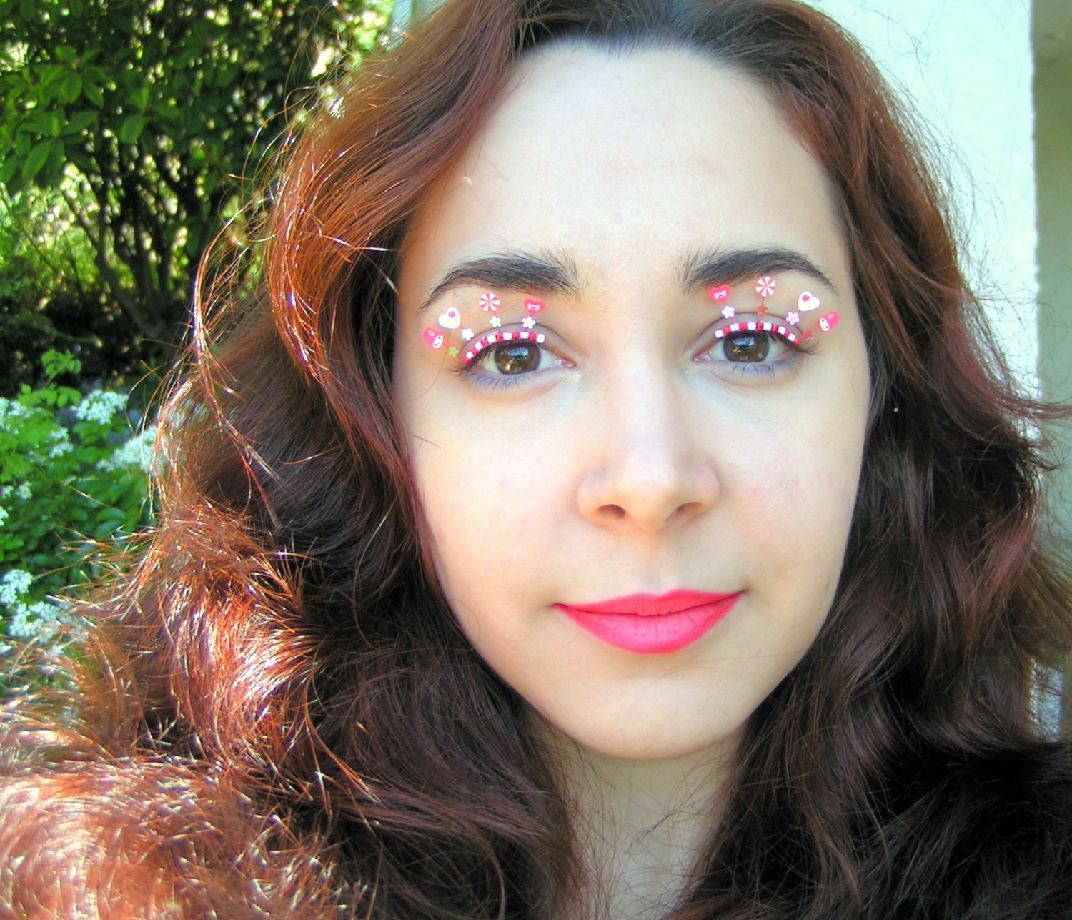 Peppermint Candy Eyelash Jewelry - false eyelashes with cute red and white designs