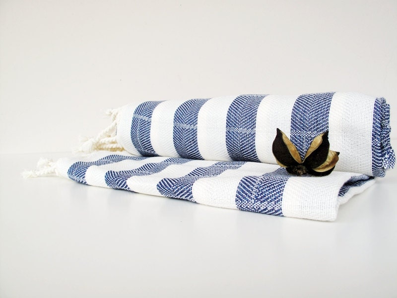 NATURAL Cotton,Handwoven Navy Stripe Towel,Eco Friendly PESHTEMAL,High Quality Turkish Cotton Bath,Beach,Spa,Yoga,Pool Towel