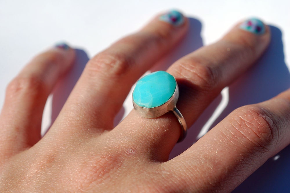 peruvian skies... sterling silver and peruvian opal ring