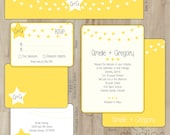 Yellow Star Wedding Invitation Suite // Deposit // Professionally Printed
