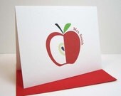 Personalized Teacher Notecards Apple cards Set of 6 Blank Recycled paper