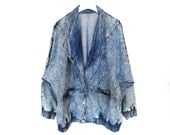 80's 90's Acid Wash Studded Oversized Denim Blazer Coat  size - M