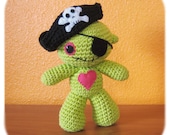 pirate hat and eye patch zombie plush costume crochet cotton ready to ship