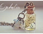 Dry flowers Bottle necklace. Vial necklace with dry flowers. mini Glass bottle necklace. Dry flowers Bottle Pendant. Flower bottle miniature