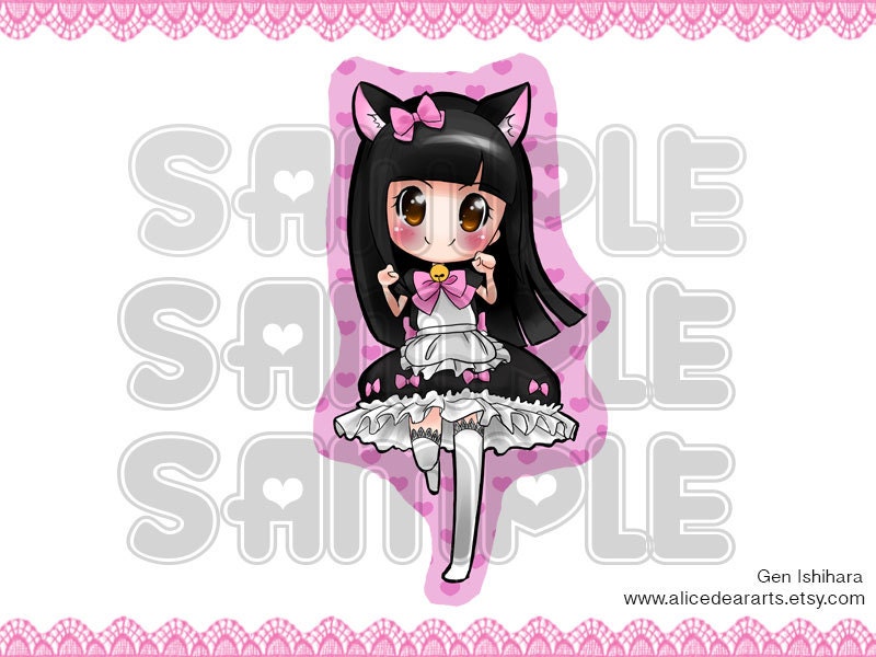 Kawaii Nekomimi Maid Keychain