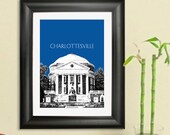 Skyline Poster Charlottesville VA - University of Virginia - Charlottesvile Virginia City Skyline - Art Print - 8 x 10 Choose Your Color