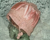 Hat,  Vintage, Roaring '20's, Flapper Era Cloche Hat, Pink Satin and Crochet,  Antique Hat, Outstanding,  wear , display