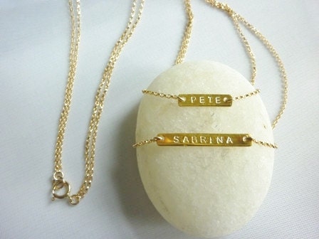 gold layered initial necklace-double bar necklace-gold initial necklace-double initial necklace-gold bar necklace-double name plate neckalce