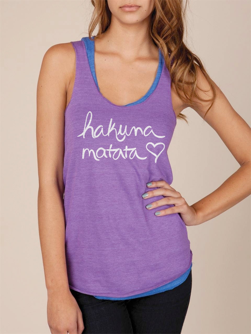 Hakuna Matata Eco Heather Racerback Tank Top in Purple