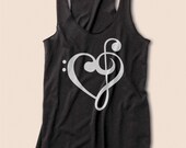 Music Treble Clef Bass Clef Heart Racerback Tank