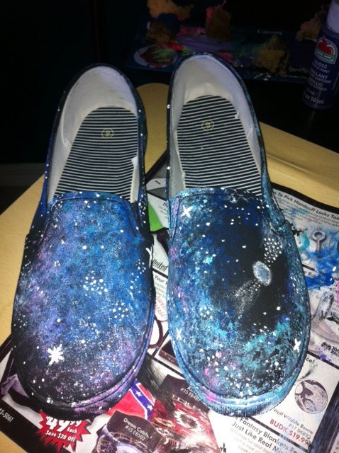 Size 9 galaxy/space painted shoes :) s9