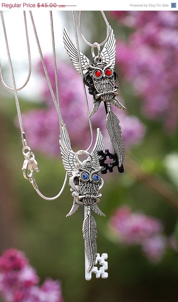SALE - Owl Friendship Key Necklace Set