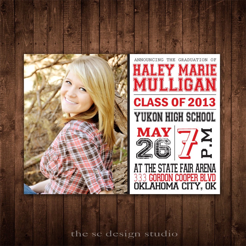 Class of 2013 Graduation Announcement - Add your own photo - Print at Home Digital File