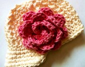Newborn girl hat newsboy hat newborn photography prop Cream and pink baby hat