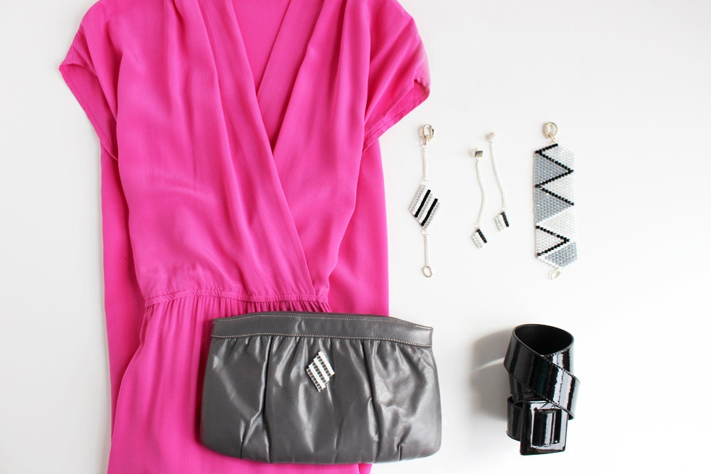 Upcycled Grey Clutch - One of a Kind