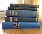SALE )) 1930s 1940s 1950s 1960s lot of 5 vintage bookstack James Bond Physiology Russia Science WW2  in blue