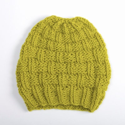 STONE MIDI Lime Hand Knit Wool Beanie