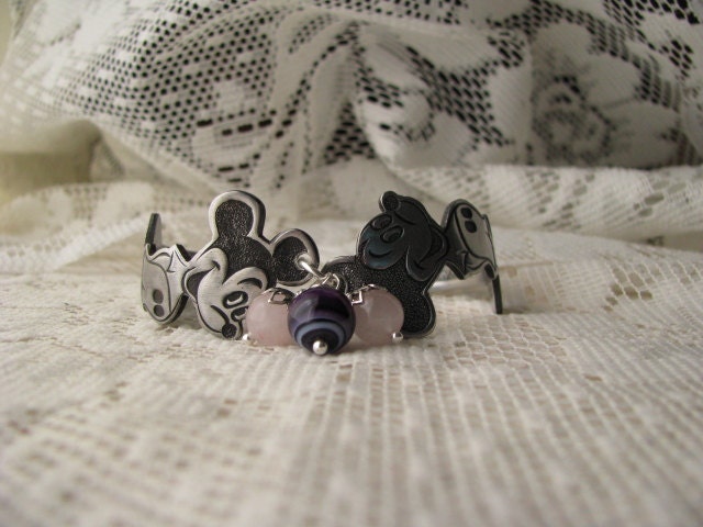 Spoon Bracelet, Spoon Jewelry, Disney, "Mickey Mouse" by Bonny, Stainless Steel, 1960s