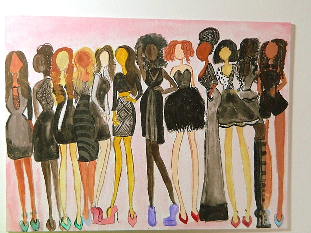 Original Fashion Art Illustration, a watercolor painting- All Black Everything