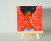 Mini art portrait, African American Painting , Mini Art Easel, Gabriel