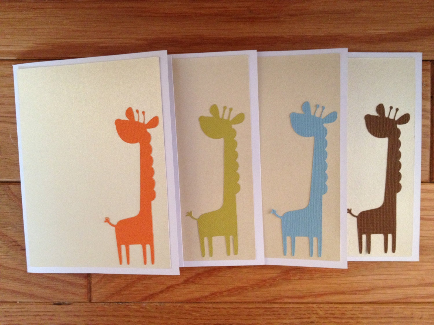 Jungle Notecards -Set of 8 - Elephant and Giraffe -Custom Colors