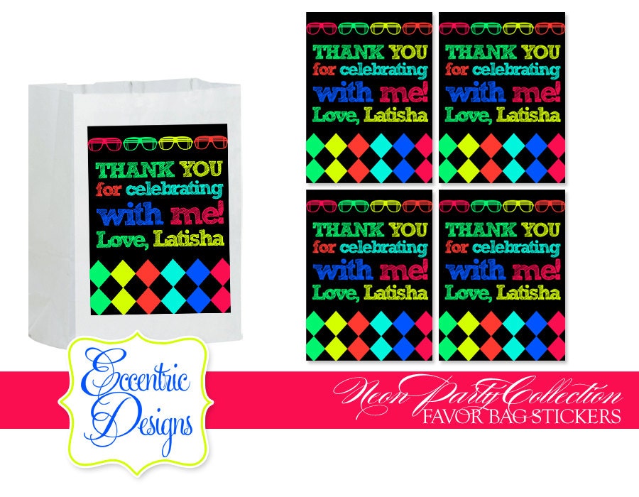 Neon Party Collection - Printable Favor Bag Stickers or Labels Il_170x135