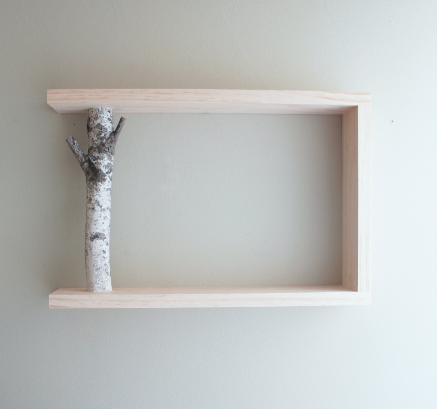 white birch forest wall art/shelf - 18x12x3 .5 - made to order