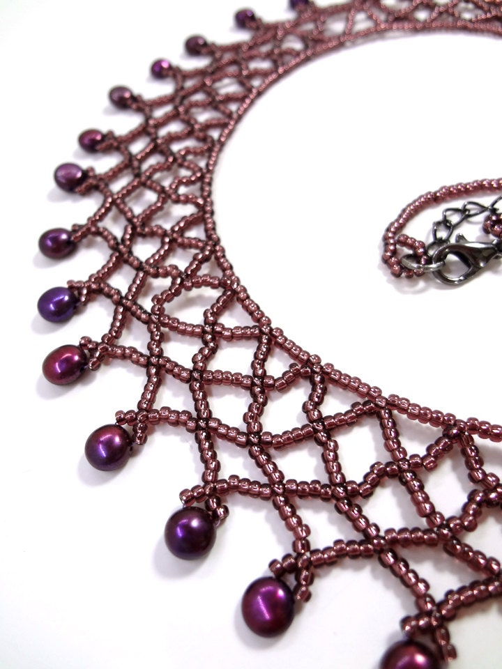 Purple Netted Freshwater Pearl Necklace
