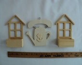 Unfinished Wooden Flower Box Planters and Hanging Flower Water Can - Set of 3
