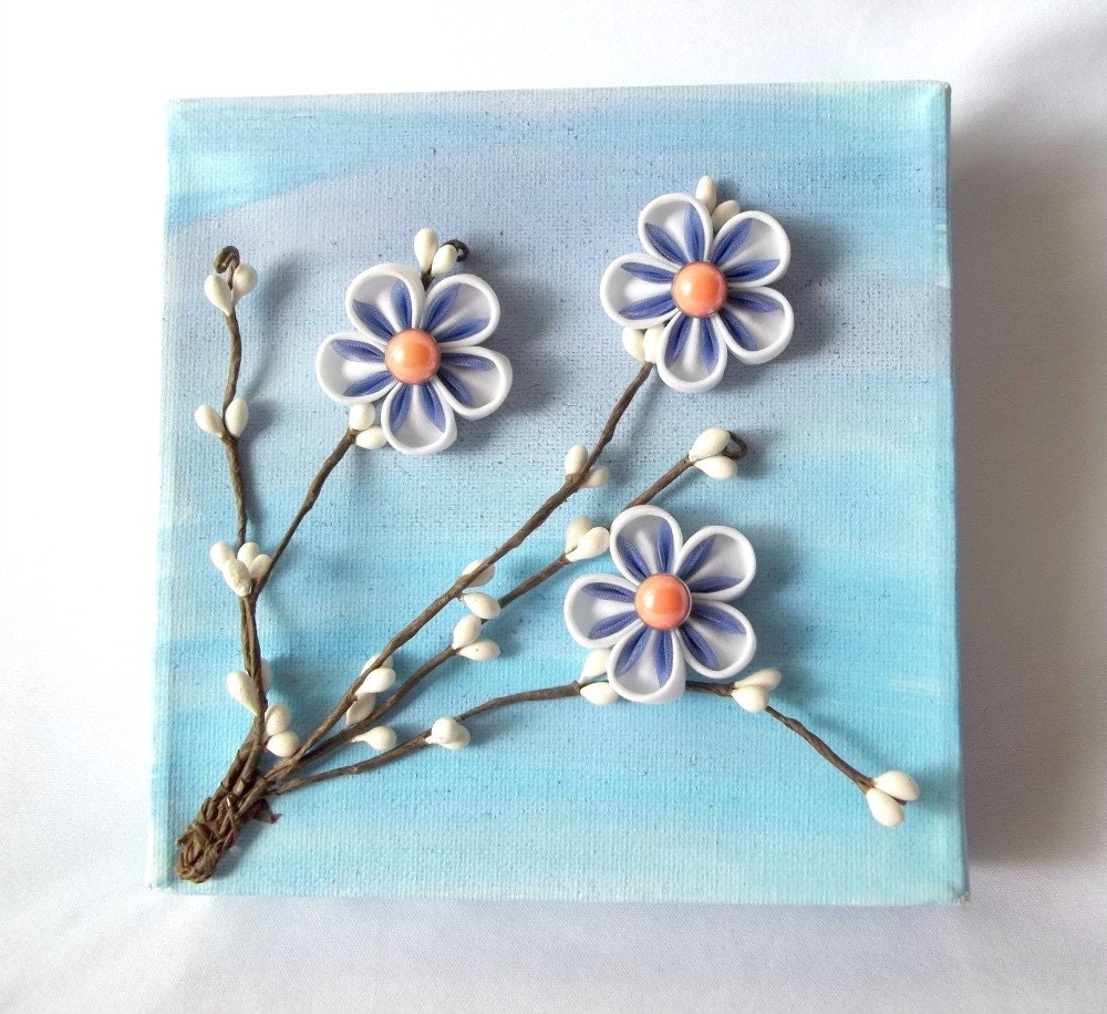Sakura Flower Art Canvas Kanzashi
