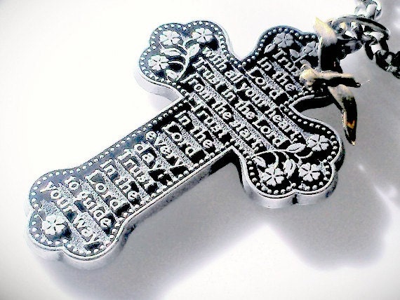 Christian Jewelry Positive Quote Large Cross Necklace Women Jewelry Women Gift Christian Gift Teen Girl Jewelry