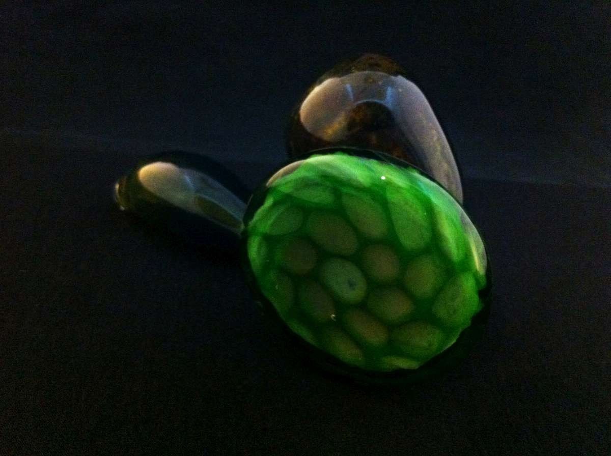Glass Pipe Inside Out Aquatic Carnival Frit Sherlock and Huge Inside Out Green Honeycomb Kickstand Disc
