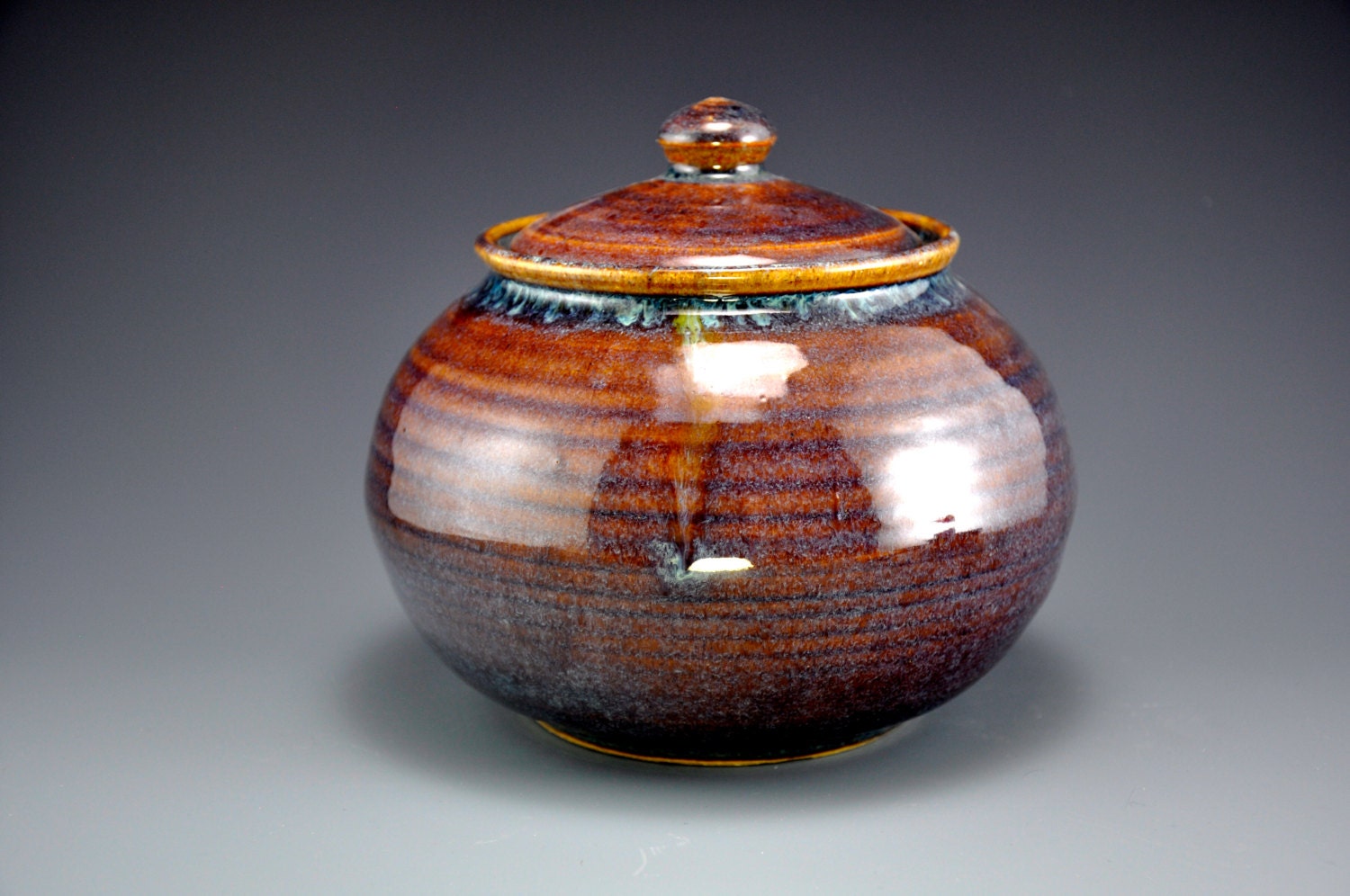 Ceramic Lidded Jar Plum Glaze A