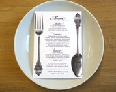 Spoon and Fork Wedding Dinner Menu - 'Vintage Cutlery' Design - One Sample