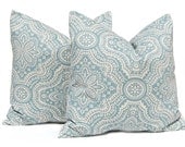 Decorative Throw Pillow Cover One All Sizes Blue Floral Damask on Linen Paisley Cushion Covers Taupe Pillows