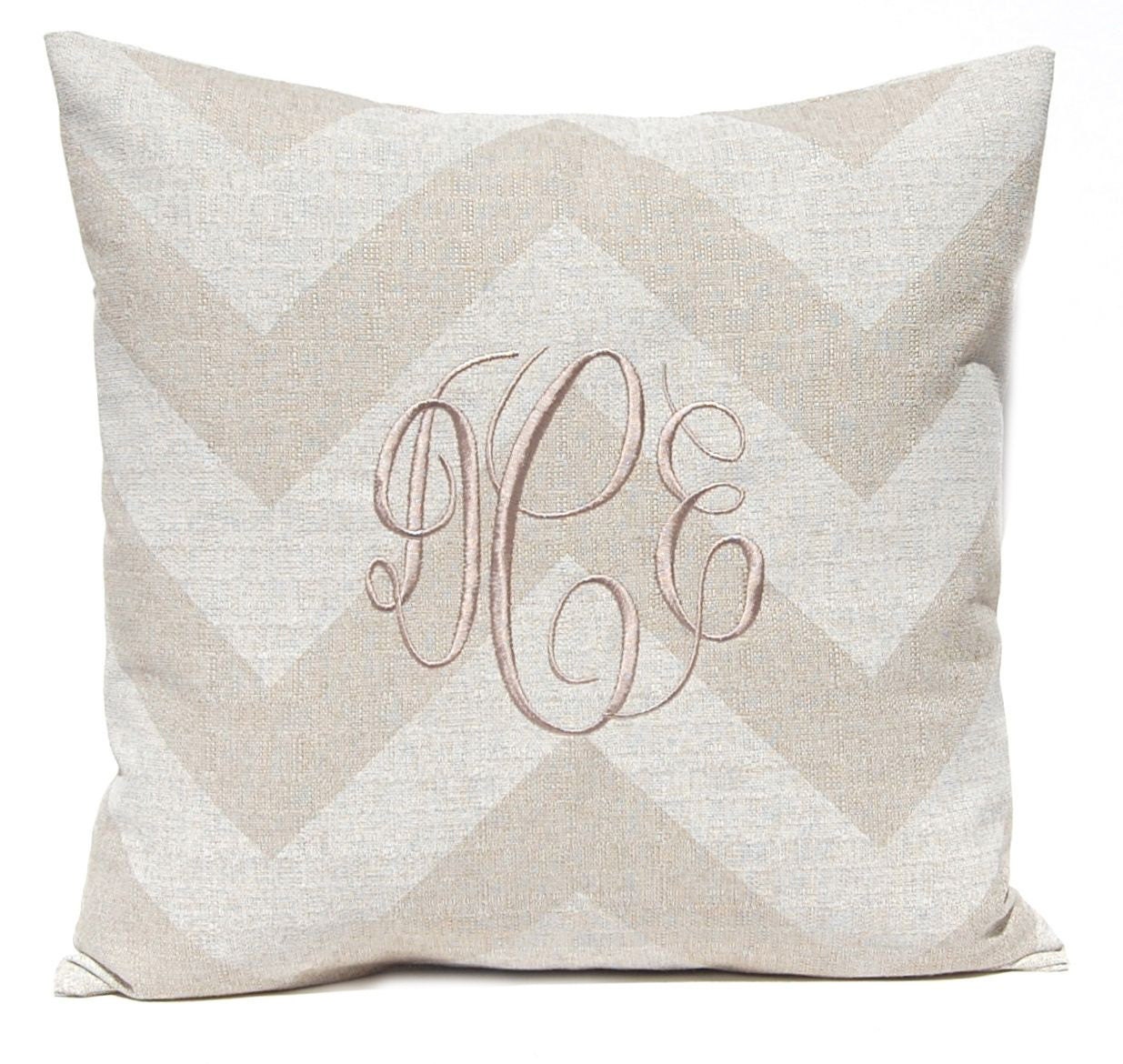 Burlap Pillow Cover Monogram Decorative Throw Pillow Cover Tan Pillow Zippy Stone Denton by Premier Prints Burlap Pillow Chevro