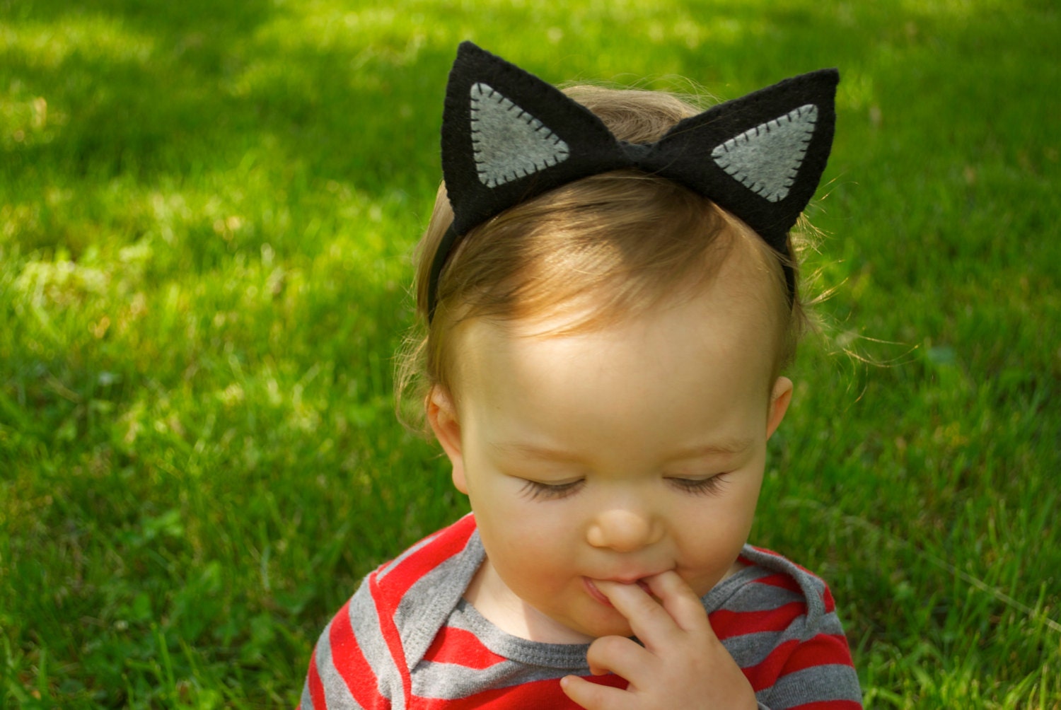 Wool Felt Black Cat Ears Headband