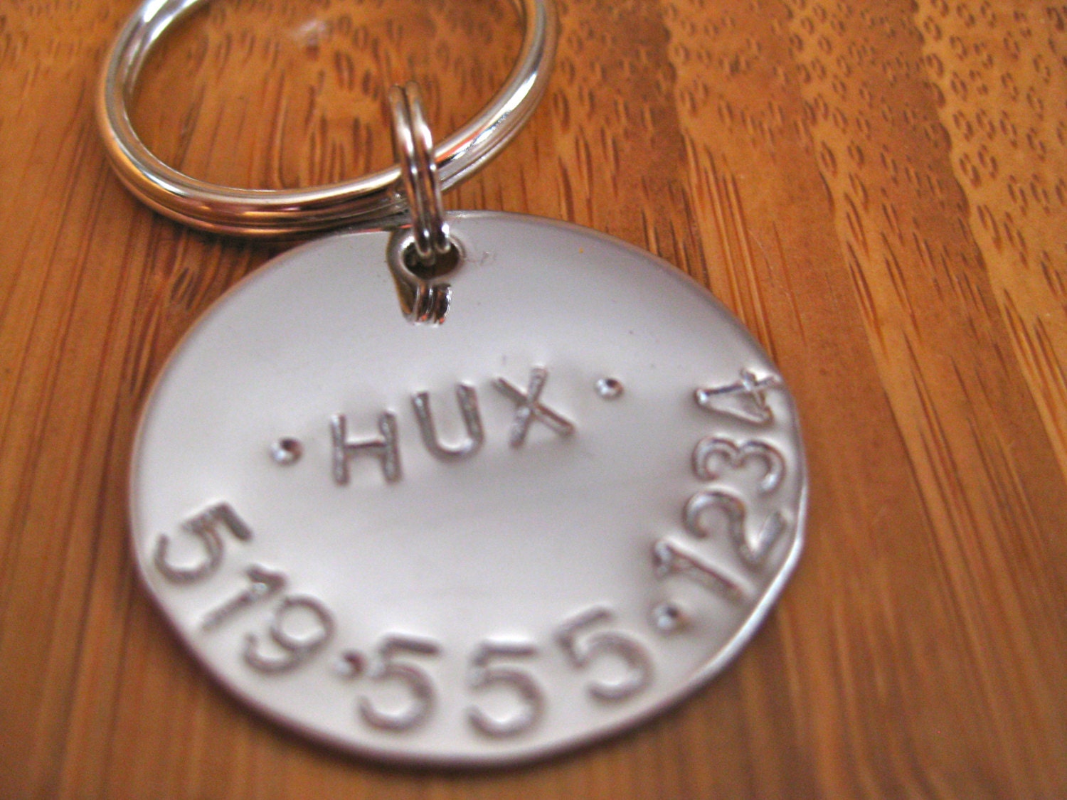 Stainless Pet Tag Disc - Hand Stamped with Name and Phone Number - Rawkette