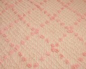 Lovely Pink Plush and Needletufted Cabin Crafts Vintage Chenille Fabric - 27 x 22 Inches