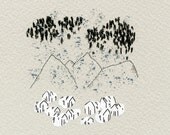 mountain storm - original drawing by elizabeth pawle - gouache, acrylic ink and charcoal