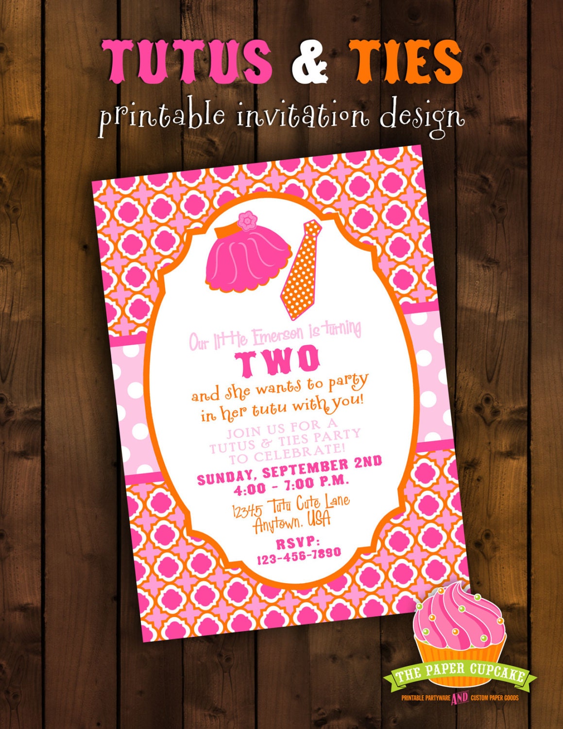 Printable Invitation Design - Tutus and Ties Collection - DIY Printables by The Paper Cupcake Il_170x135