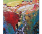 Gold-bearing creek - FREE SHIPPING - Large 39"x28" Original Oil Painting - ready to hang palette knife impasto SOLOMOON