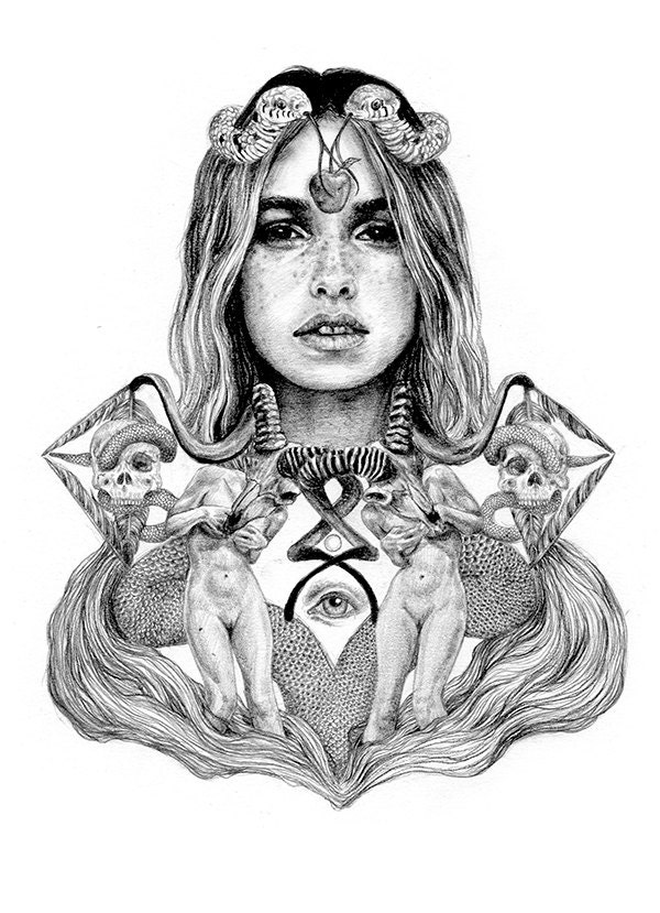 Original Pencil Drawing "Eve" 23x16cm
