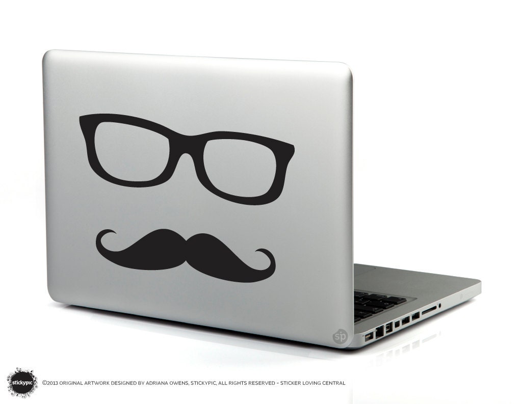 Shhh I'm in disguise BLACK (Laptop Decal Removable Vinyl Laptop Sticker Computer Decal PC Apple Macbook Mac Geekery Wall Sticker Moustache)